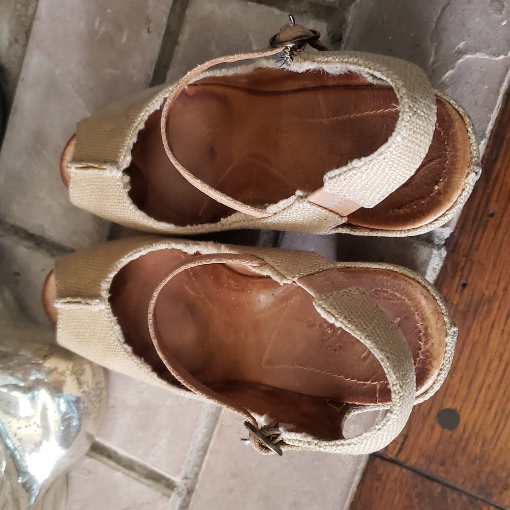 Naya For Anthropologie Espadrille Peep Toe Heels Size 8 - Picture 6 of 12